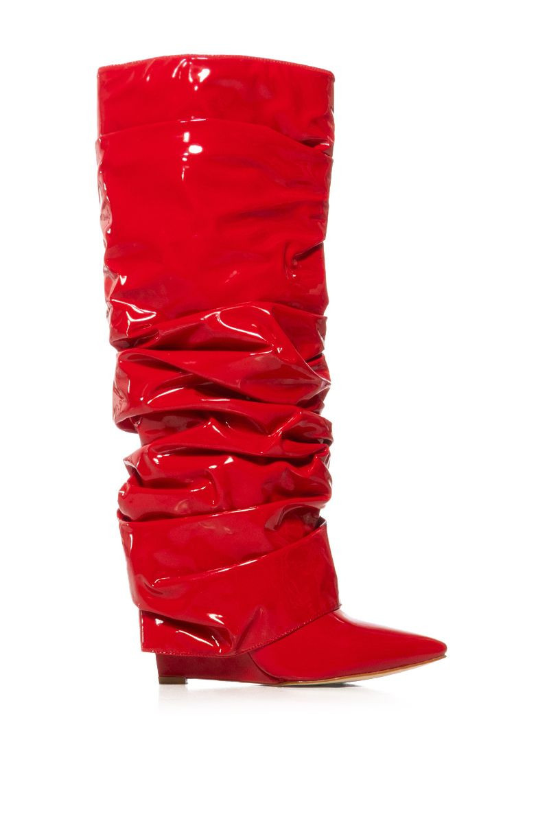 AZALEA WANG SIF SLOUCH WEDGE BOOT IN RED | AKIRA