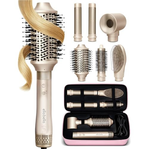 ELLA BELLA® 6 in 1 Professional Hot Air Styler • Powerful Hair Dryer & Straightener Set • Styling Without Heat Damage • Fast Drying Curling Volumizing Straightening • Includes Protective Travel Case | Amazon (US)