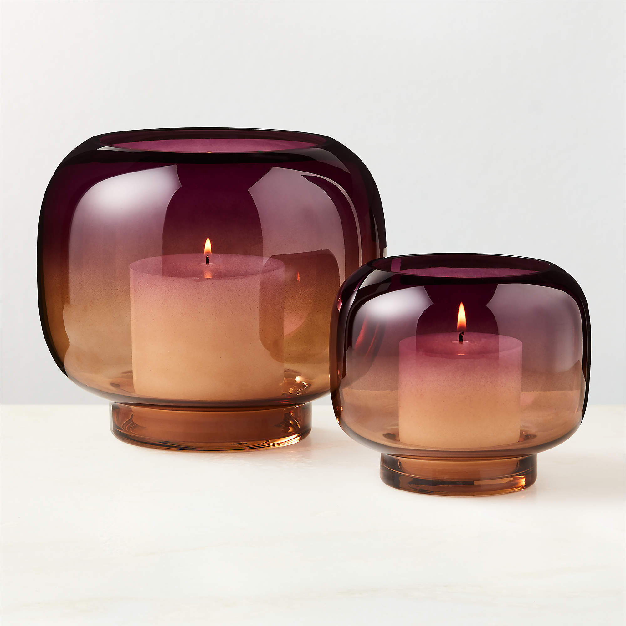 Coco Two-Toned Glass Hurricane Candle Holder Small + Reviews | CB2 | CB2
