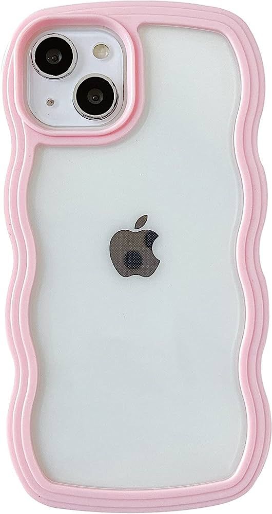 Caseative Cute Curly Wave Frame Shape Shockproof Soft Compatible with iPhone Case (Pink,iPhone 14... | Amazon (US)