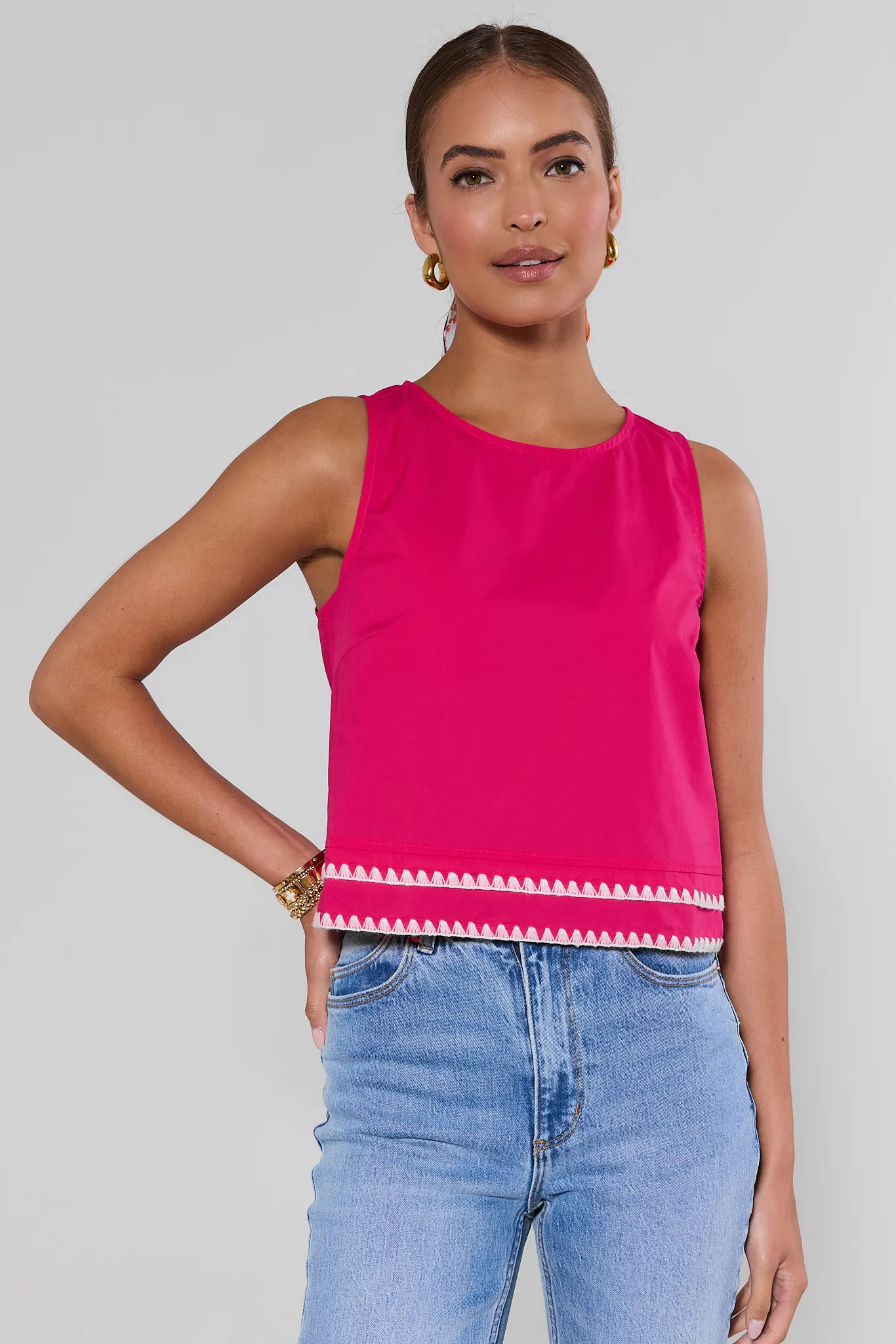 London Pink Stitched Trim Top | Avara