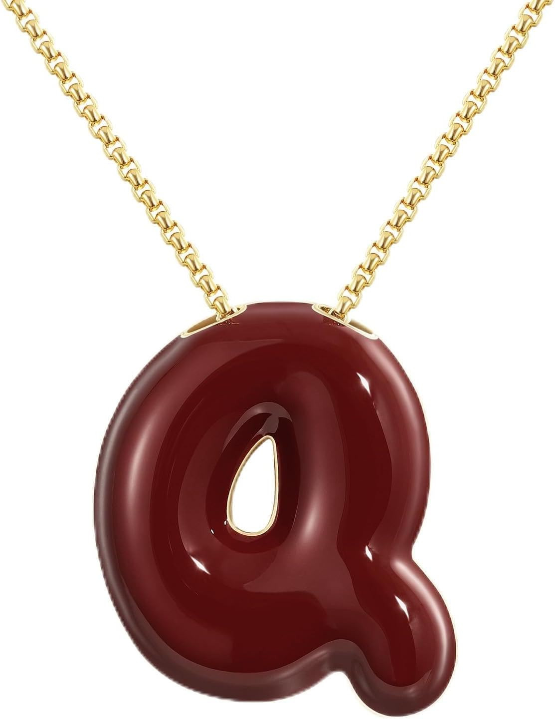 KissYan Bubble Letter Necklace for Women, Colorful Enamel Initial Necklaces | Amazon (US)