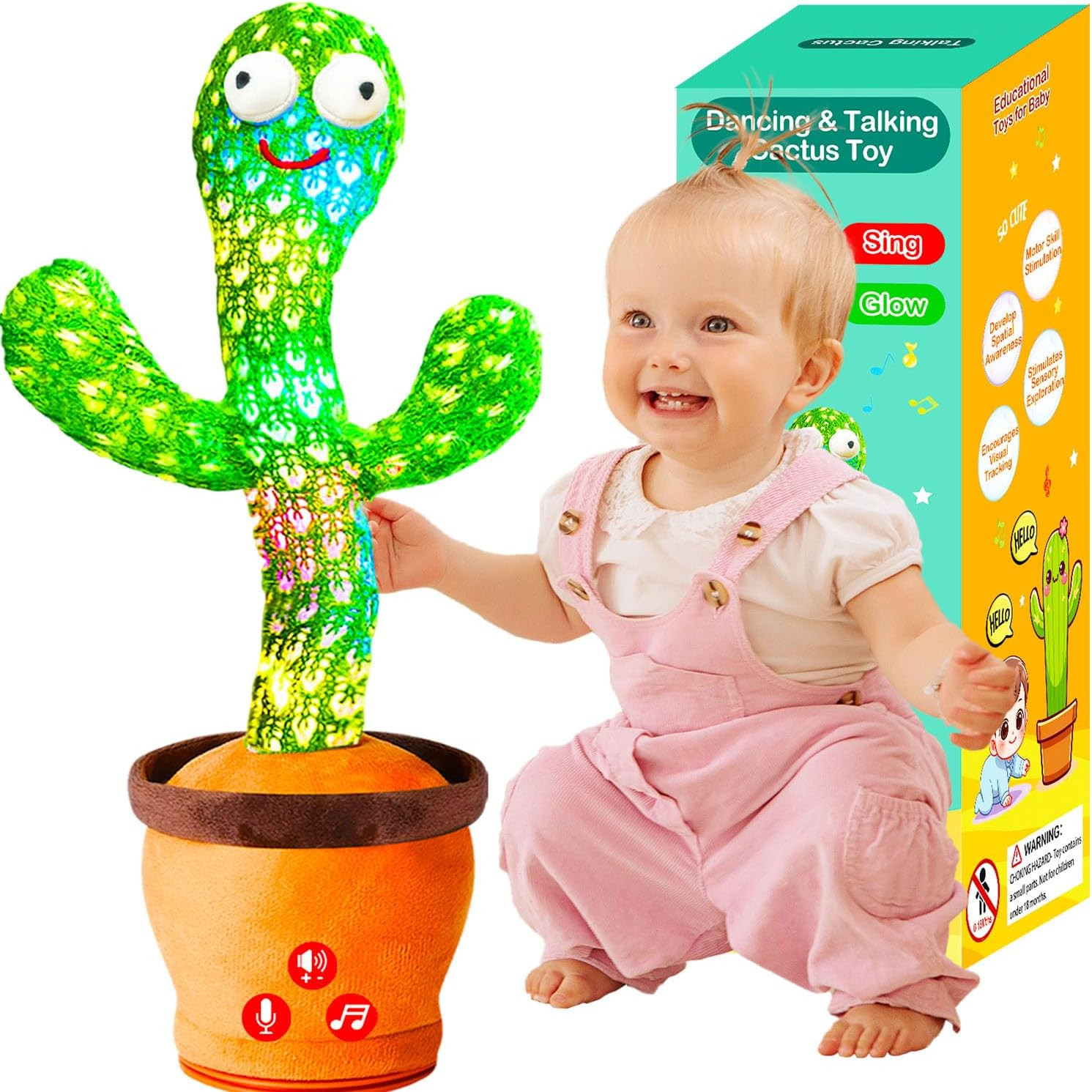 Baby Toys Interactive, Dancing Talking Cactus Toy Volume Adjustable, Mimicking Singing Repeating,... | Amazon (US)
