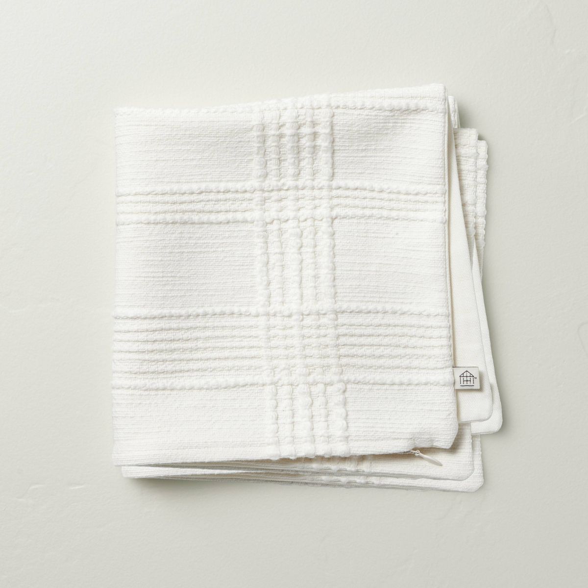 18"x18" Raised Plaid Decorative Pillow Cover Cream - Hearth & Hand™ with Magnolia | Target