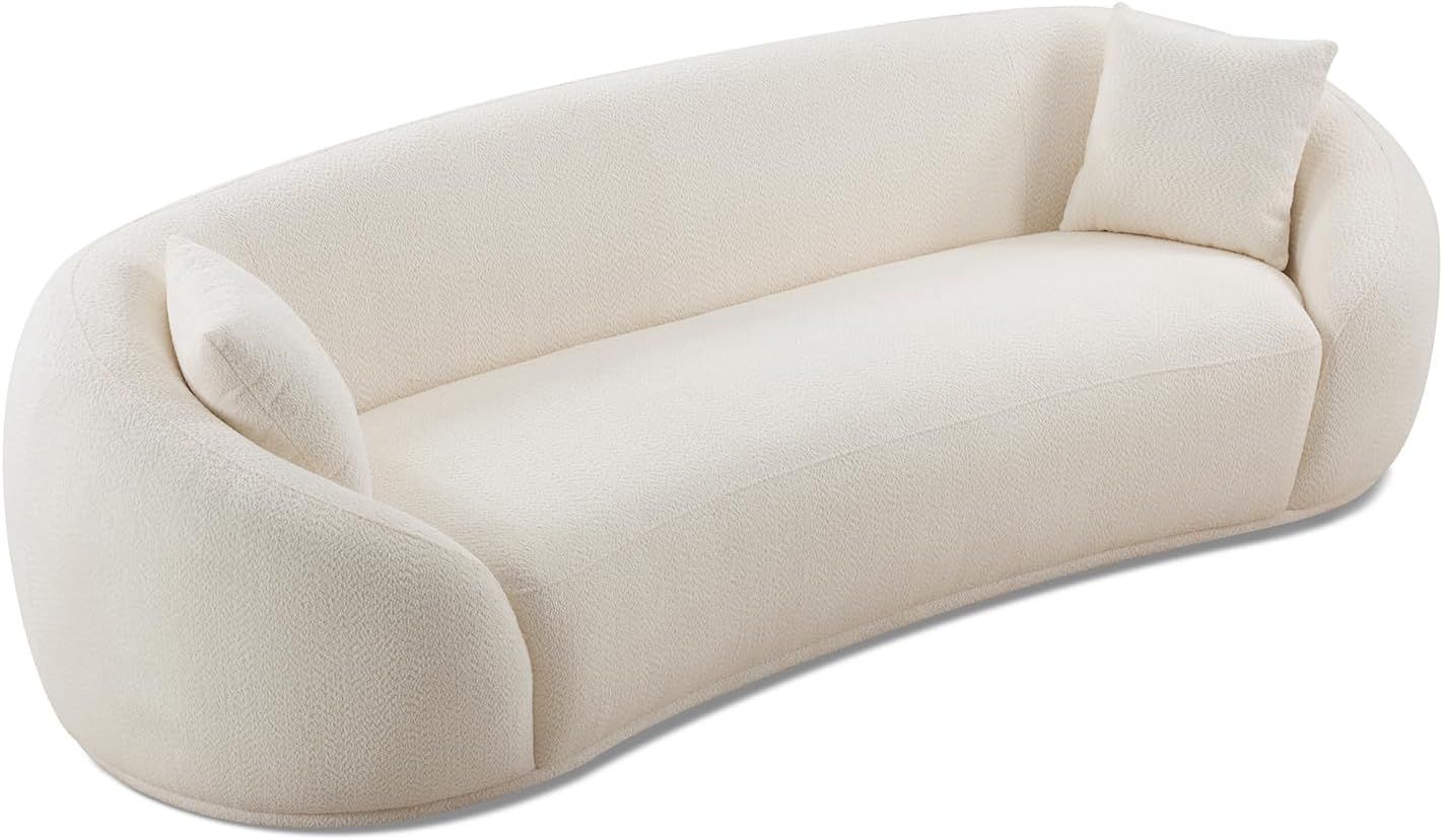 103.5" Luxury Cloud Couch,Mid Century Modern Curved Teddy Sofa with Fluffy Soft Seats, 2 Pillows,... | Amazon (US)