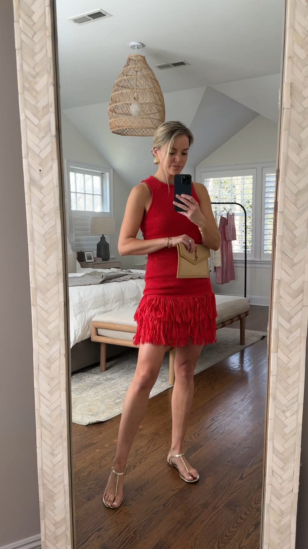 Red vacation dress 💋 loved the fringe detail. I’m 5’5 wearing a small/tts 

resort wear, beach vacation dress 