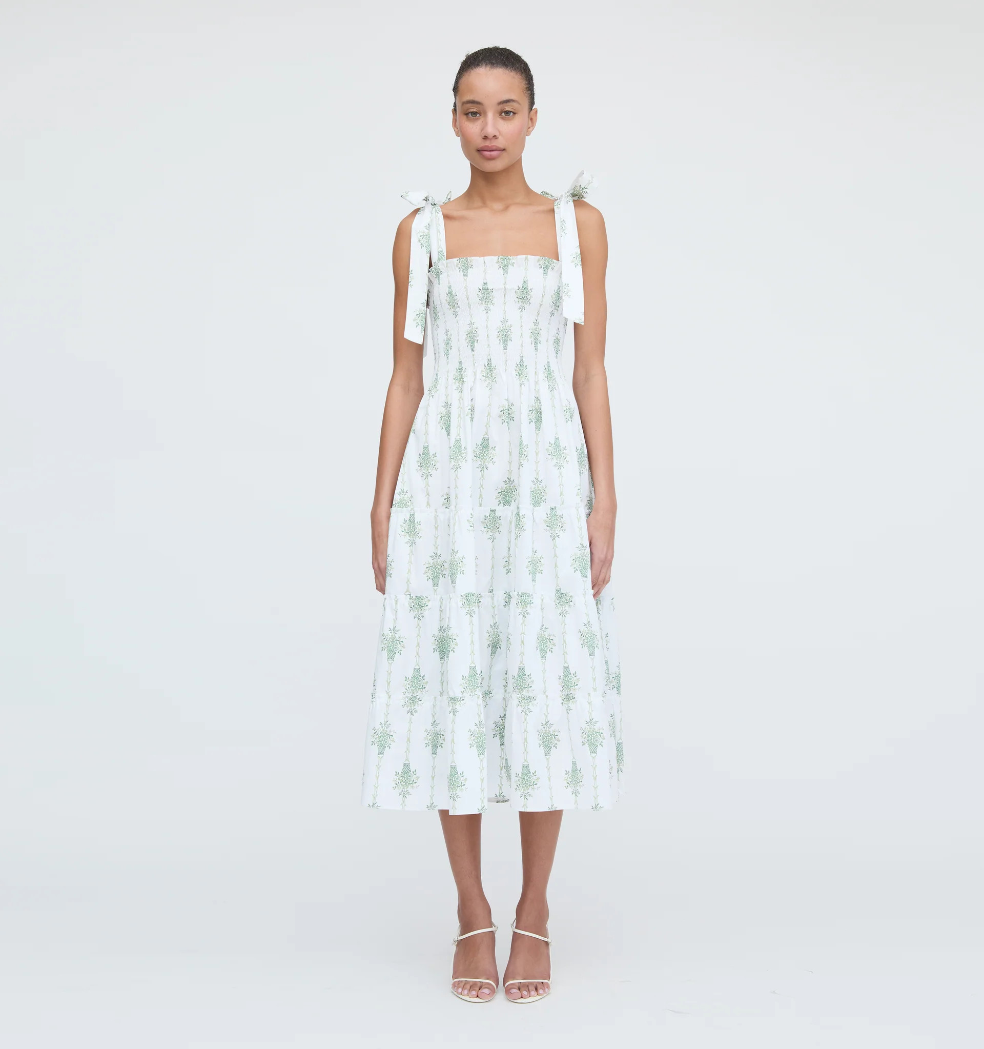 The Ribbon Ellie Nap Dress - Apple Green Basket Stripe | Hill House Home US