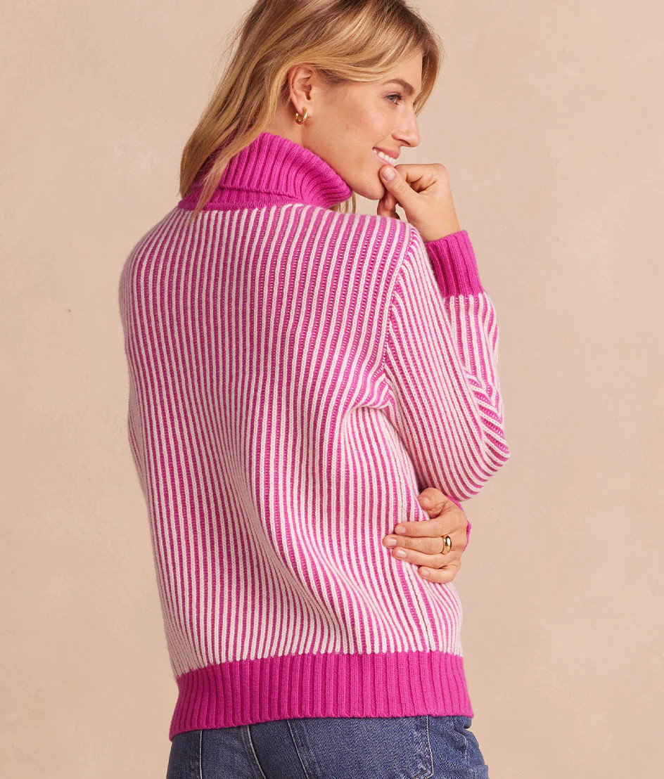 The Luxe Cashmere Blend Two-Tone Button Neck Sweater | Summersalt | SummerSalt