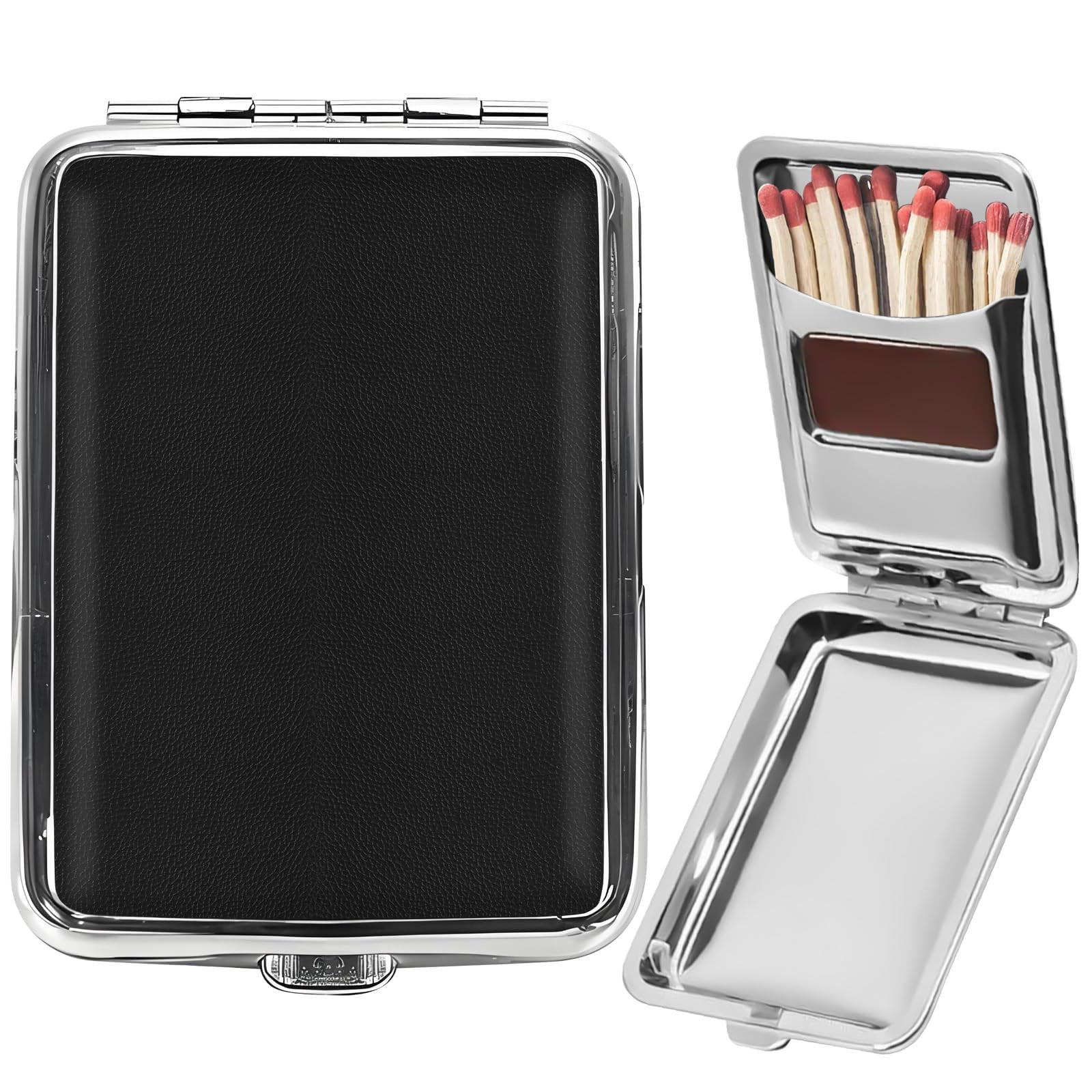 Metal Match Box Case with Friction Plate Portable Matchstick Holder Storage Case Reusable One But... | Amazon (US)
