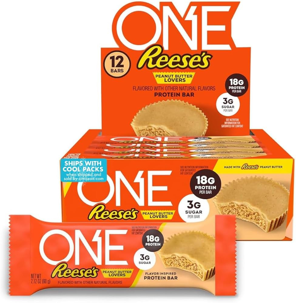 ONE Protein Bars, Reese's Peanut Butter Lovers, Gluten Free with 18g Protein and 3g Sugar, Pantry... | Amazon (US)