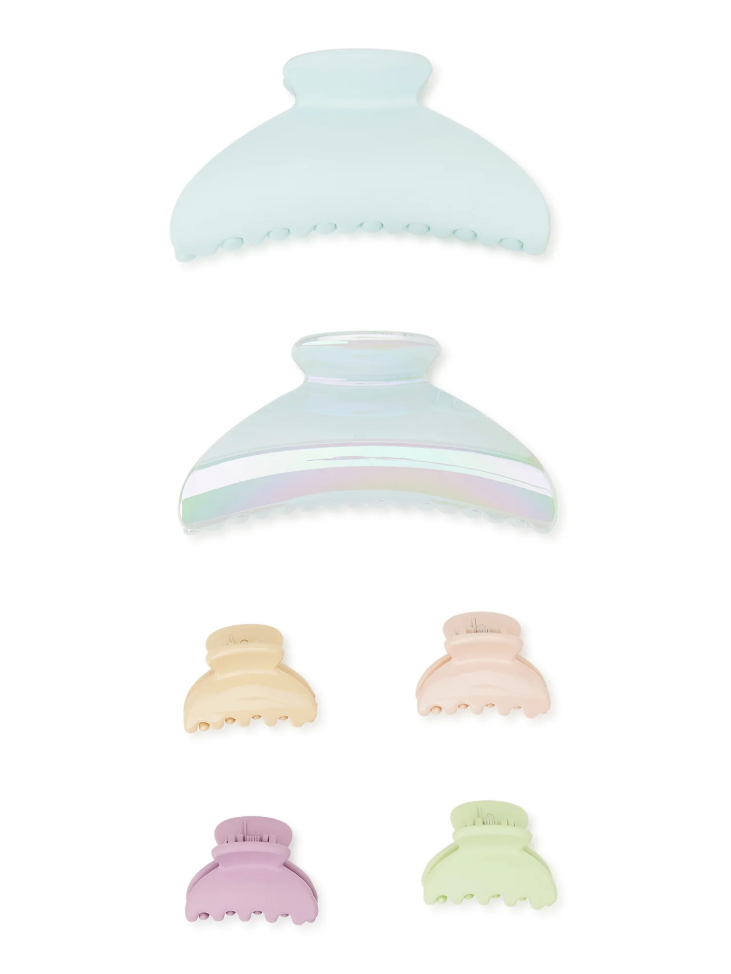 Time and Tru Women's Hair Claw Clip 6-Pack Set, Pastel - Walmart.com | Walmart (US)