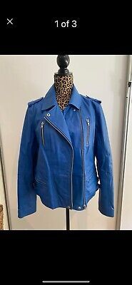 Witchery Size 16 Blue Genuine Leather Biker Jacket EUC | eBay AU