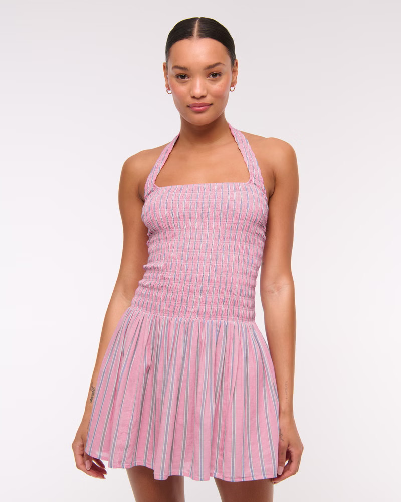 Drop-Waist Smocked Mini Dress | Abercrombie & Fitch (US)