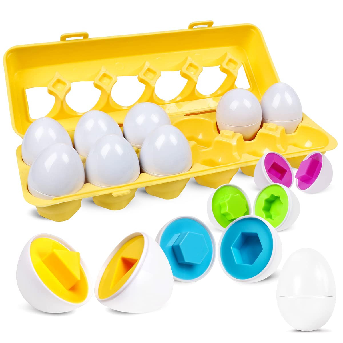 Matching Eggs Easter Egg Toy for Toddlers - Color & Shape Recognition Sorter Puzzle, Early Learni... | Amazon (US)