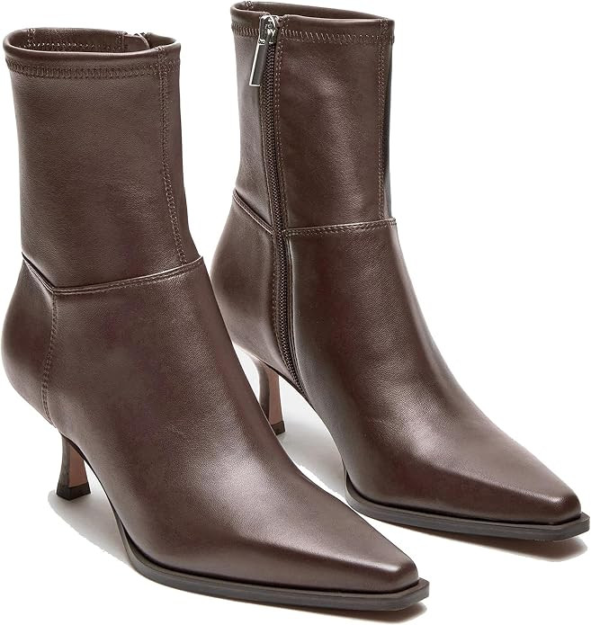 Womens Ankle Boots Kitten Heel Booties Pointed Toe Short Boots | Amazon (US)