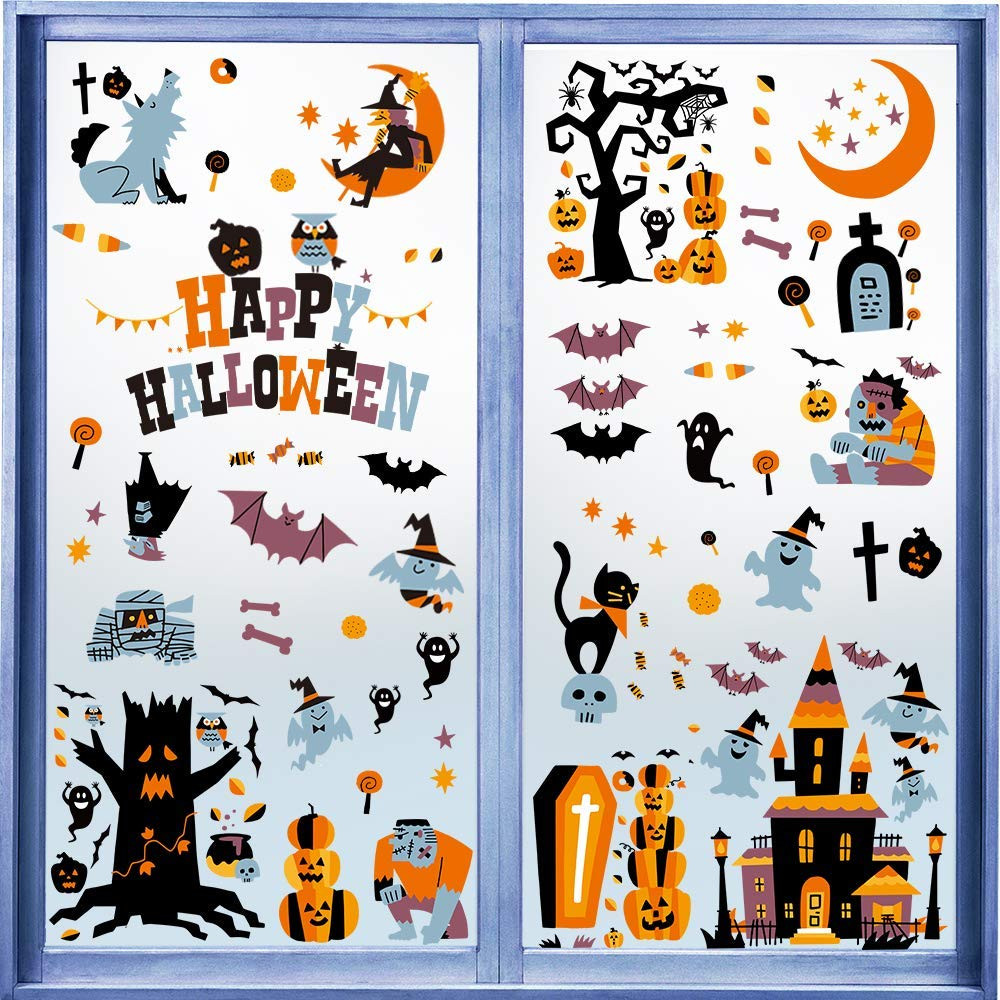 CCINEE Halloween Window Stickers - 10 Sheets Window Clings Decals for Party Decoration, Indoor & ... | Amazon (US)