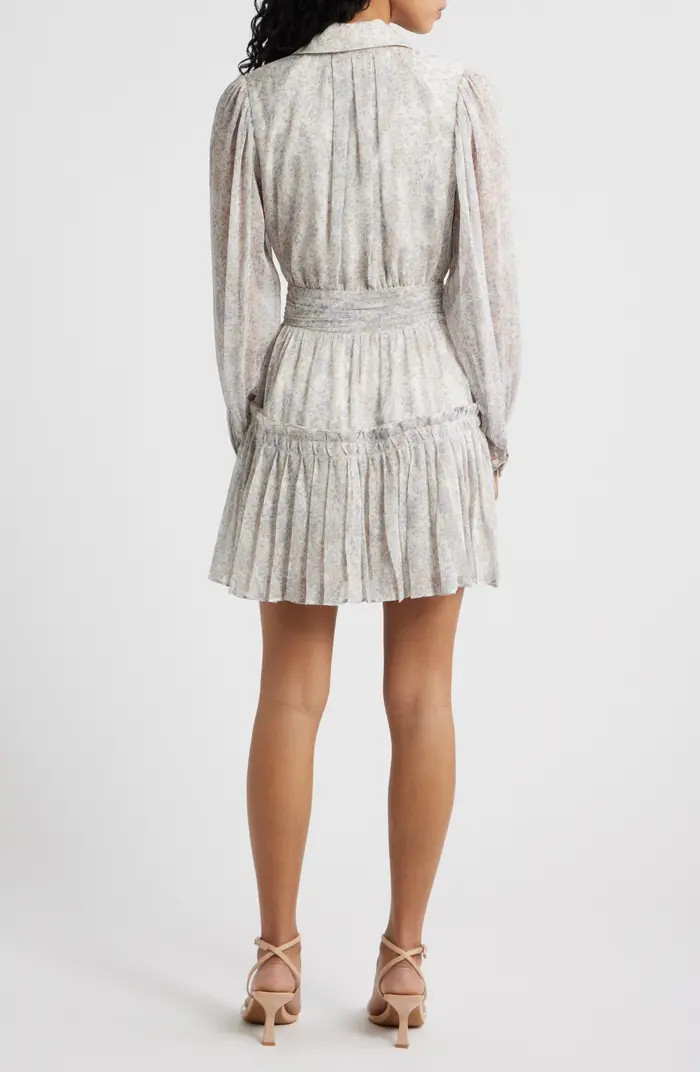 Josette Floral Long Sleeve Chiffon Minidress | Nordstrom