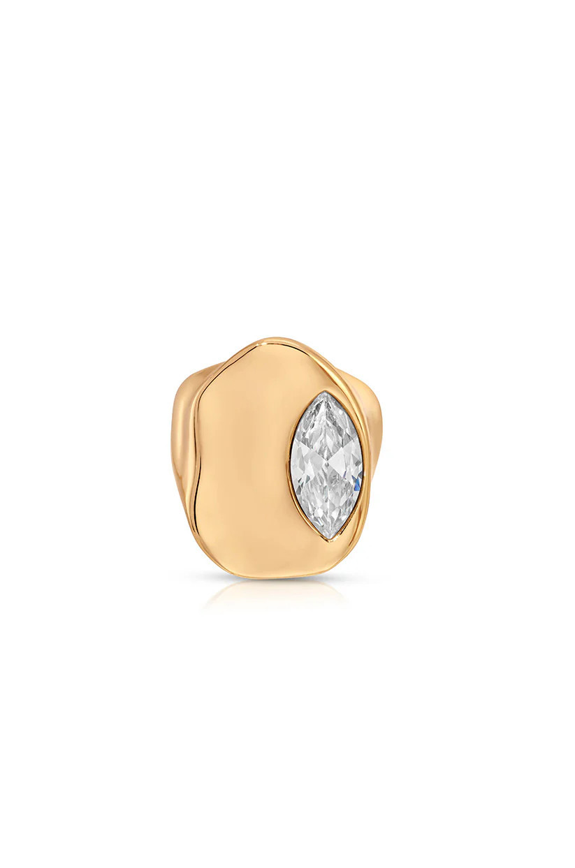 Liquid Crystal Statement Ring - Clear Crystal with 18k Gold Plating / 9 | Ettika