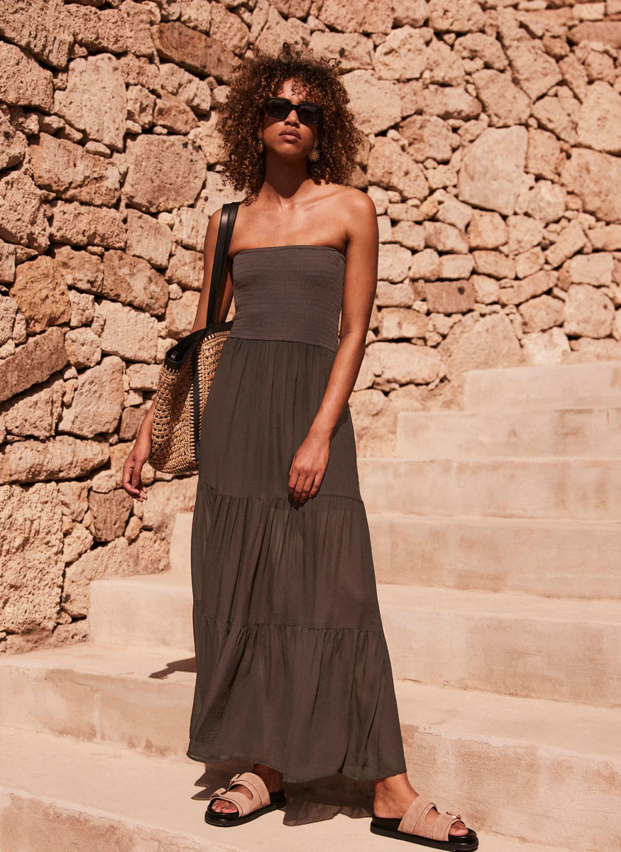 Brown Bandeau Maxi Dress | Mint Velvet