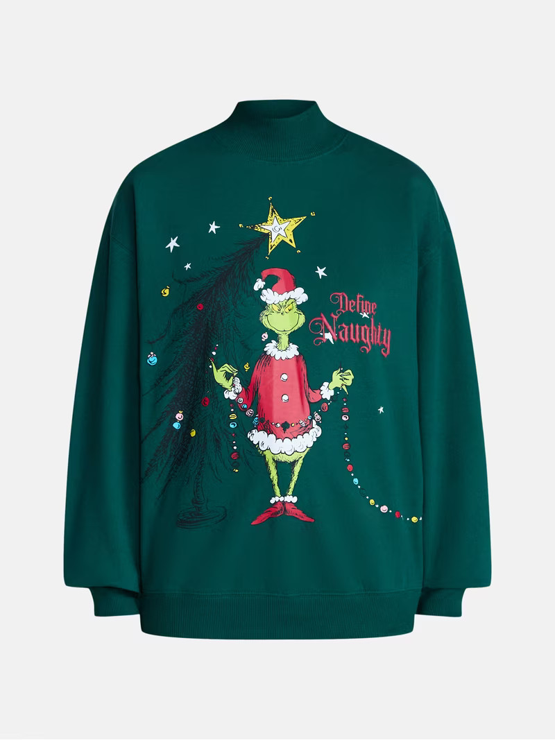 Dr. Seuss's The Grinch Women's and Women's Plus Christmas Define Naughty Mock Neck Sweatshirt, Si... | Walmart (US)