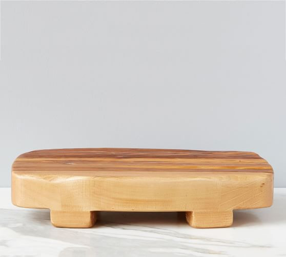 Reclaimed Wood Rectangle Footed Pedestal | Pottery Barn (US)