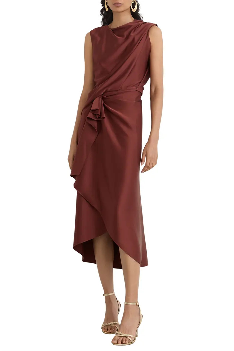 Reiss Mabel Ruffled Dress in Rust Orange at Nordstrom, Size 0 | Nordstrom