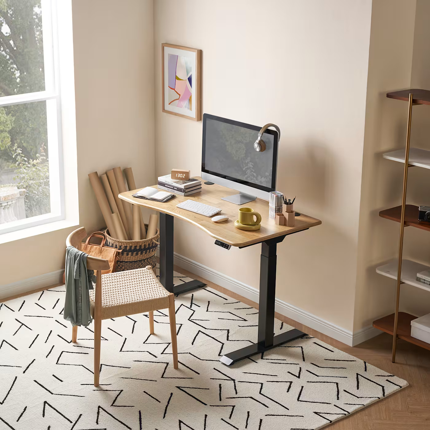 Emmerson Adjustable Standing Desk, Oak | Castlery | Castlery US