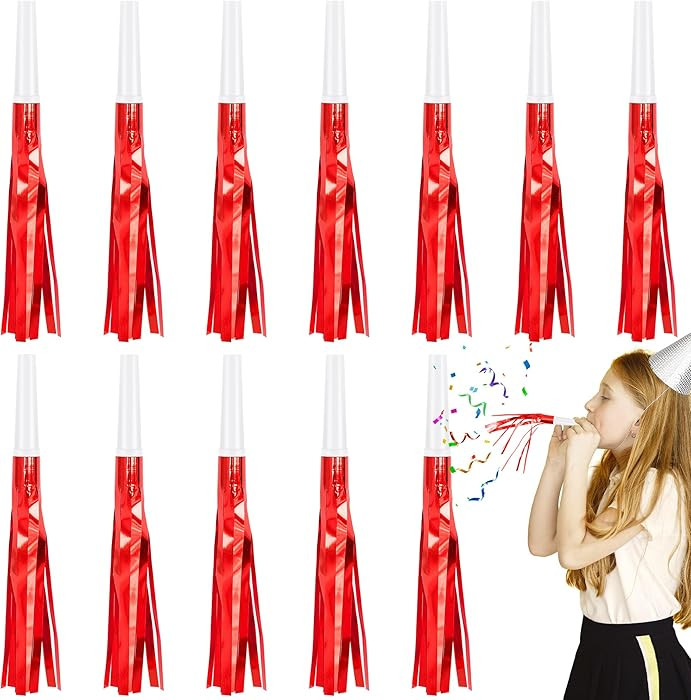 12 Pcs Glitter Noise Makers Metallic Fringed Party Blower for Adults Birthday Graduation New Year... | Amazon (US)
