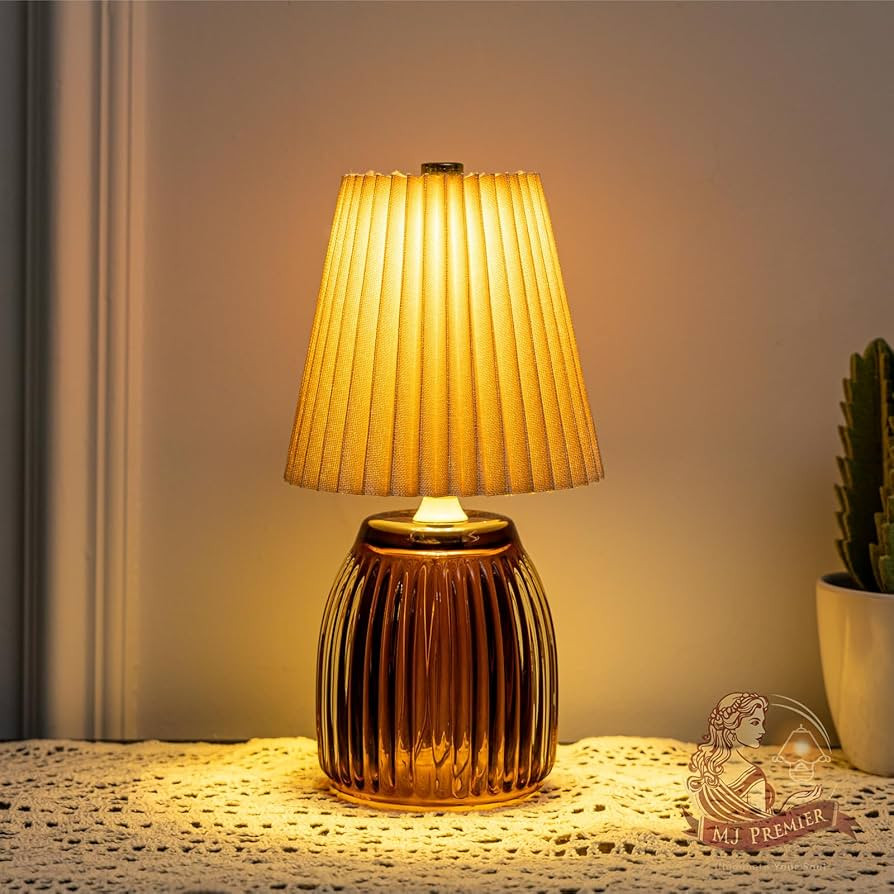 MJ Cordless Lamps with Timer 8.7 in High Battery Operated Pleated Lamp Shade for Home Decor Emerg... | Amazon (US)