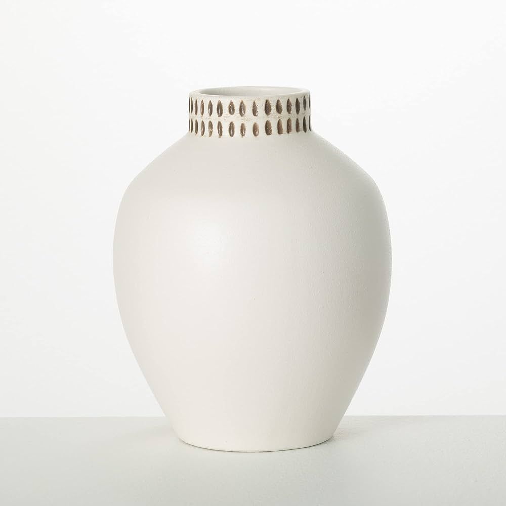 Sullivans Modern Round Vase, Modern Home Decor, White Flower Vase, Vases for Real or Fake Flowers... | Amazon (US)