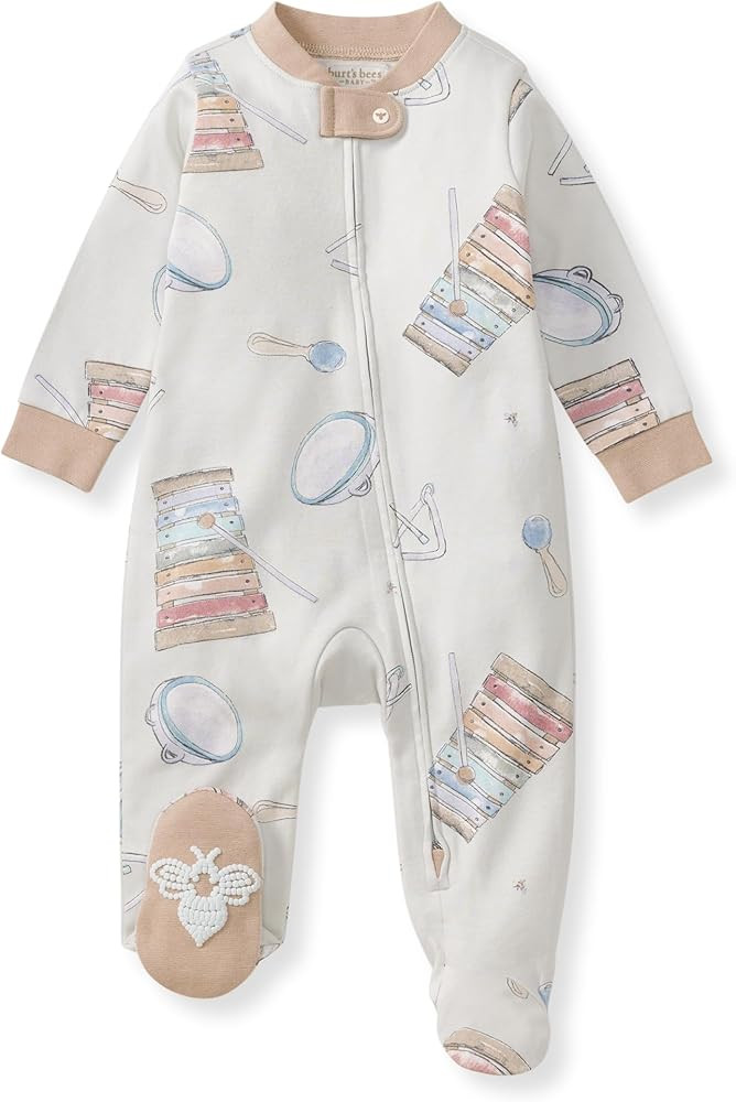 Burt's Bees Baby Boys Sleep and Play PJs, 100% Organic Cotton One-Piece Zip Front Romper Jumpsuit... | Amazon (US)