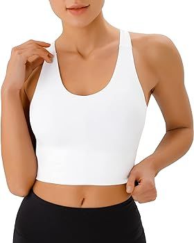 Workout Tops for Women Criss-Cross Back Padded Sports Bras for Women Medium Support Womens Crop T... | Amazon (US)