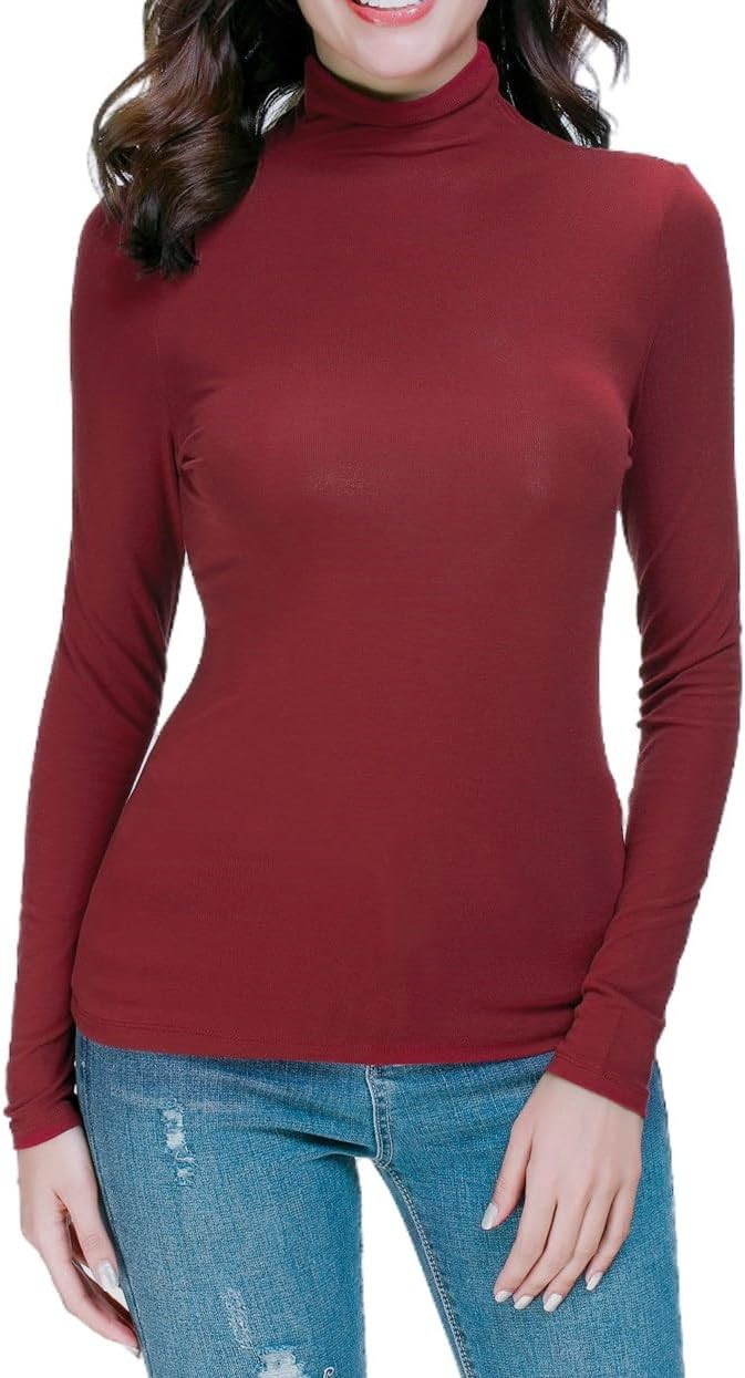 Womens Mock Turtleneck Long Sleeve Fitted Layer Undershirt | Amazon (US)