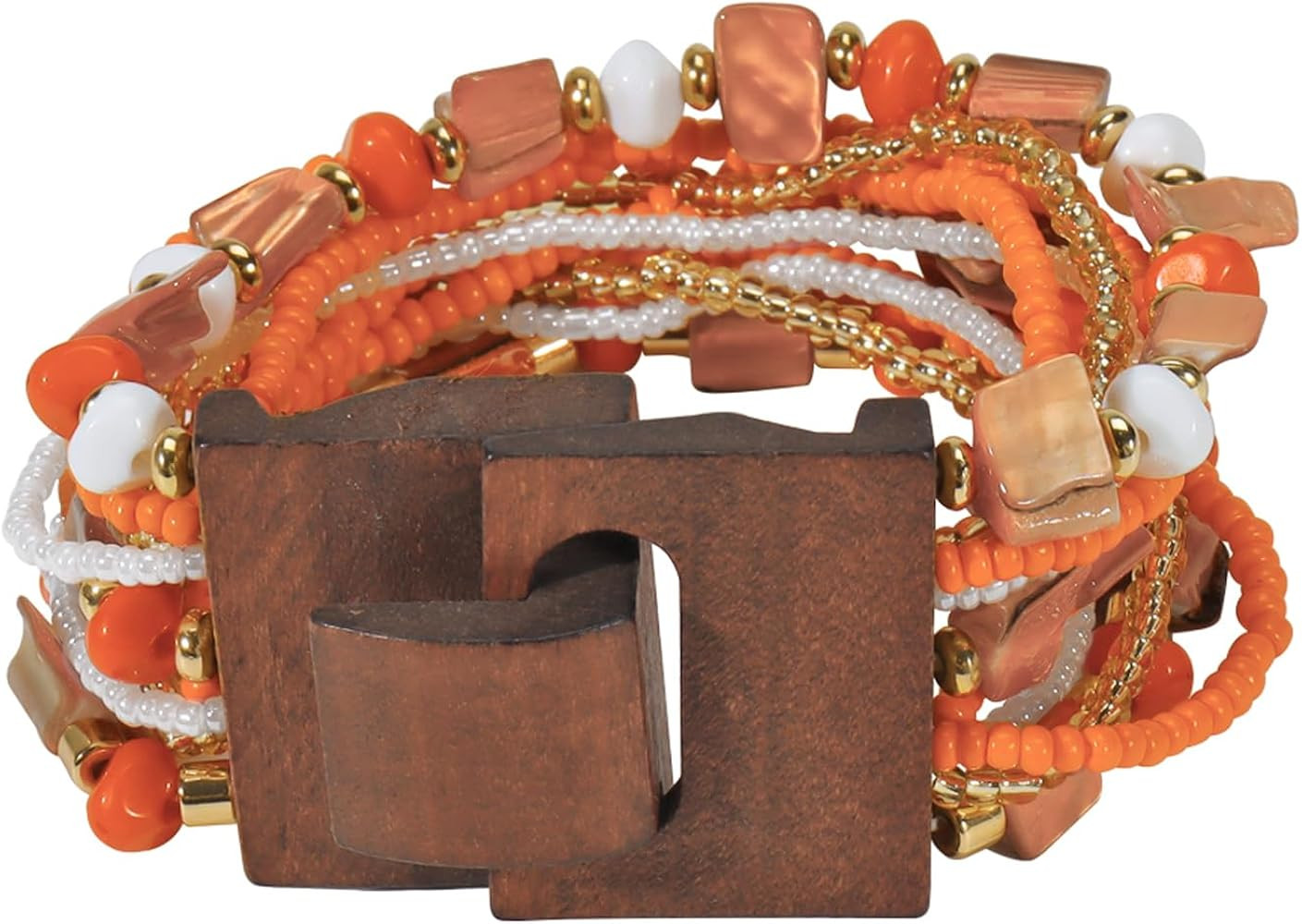 Coiris Boho Bangle Bracelets for Women Wooden Beaded Bracelets Chunky Bohemian Beach Bracelets Je... | Amazon (US)