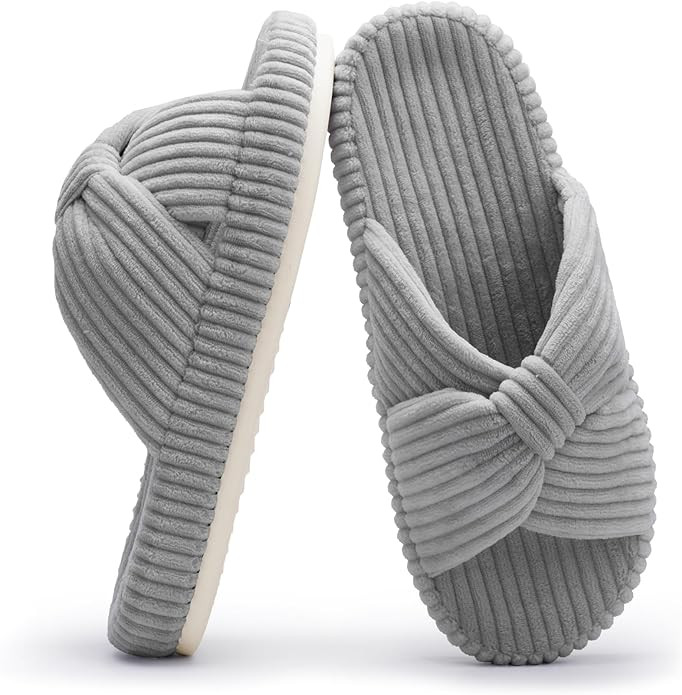 Chantomoo Slippers for Women Memory Foam House Bedroom Corduroy Bow Crossbands Slide Slipper Shoe... | Amazon (US)