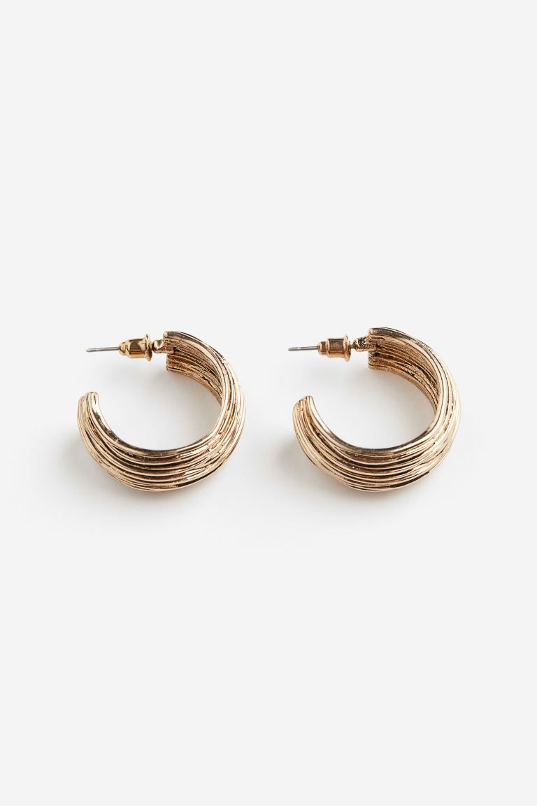 Textured Hoop Earrings - Gold-colored - Ladies | H&M US | H&M (US + CA)