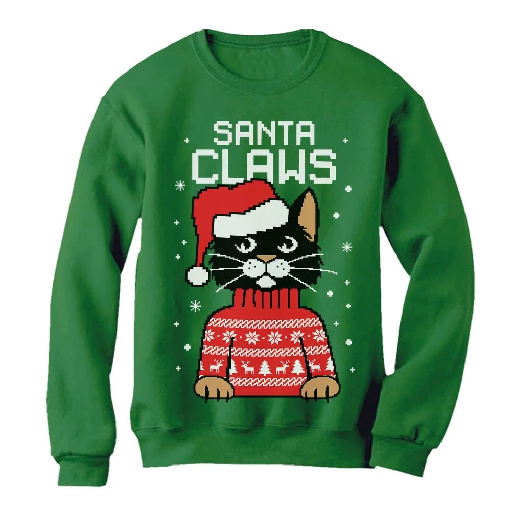 Tstars Mens Ugly Christmas Sweater Santa Claws Cat Christmas Gift Funny Humor Holiday Shirts Xmas... | Walmart (US)