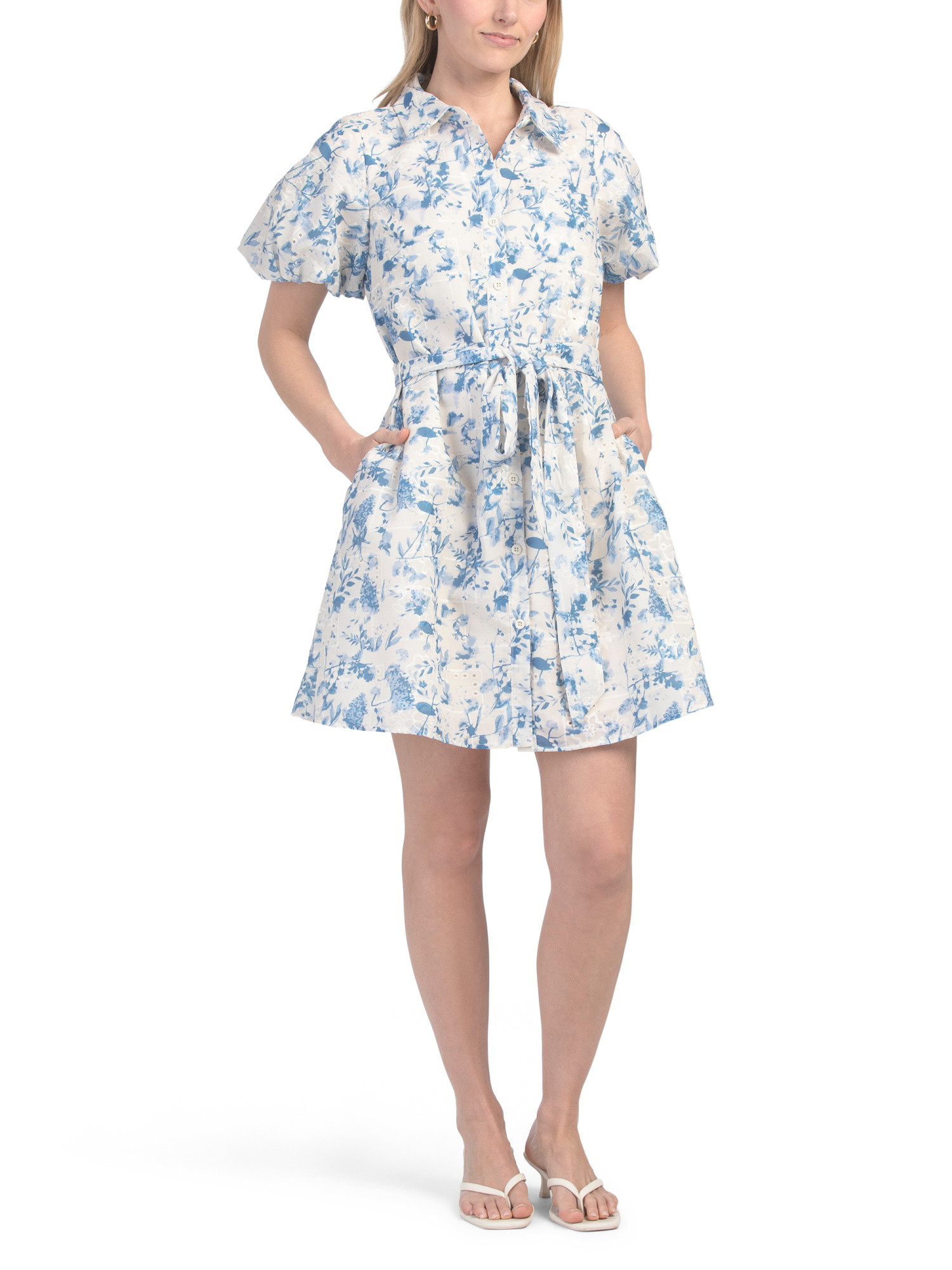 Toile Eyelet Printed Mini Dress | TJ Maxx