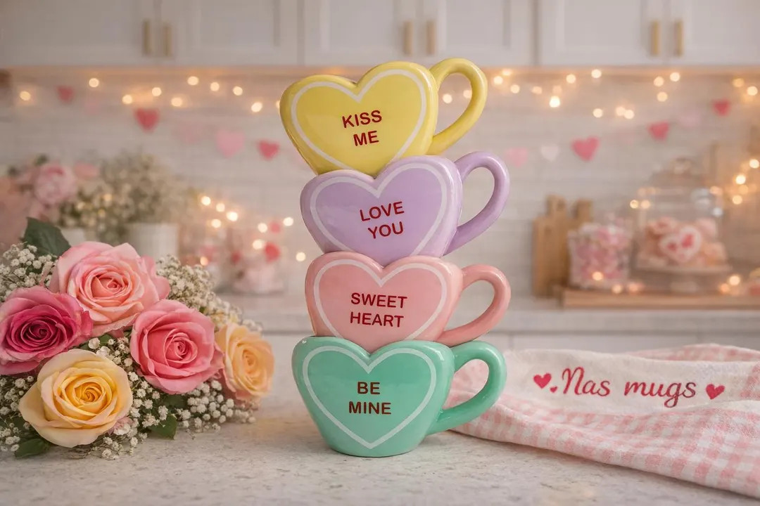 Valentine Conversation Heart Espresso Mug, Rae Dunn Style Heart Espresso Cup, Be Mine Sweetheart ... | Etsy (US)