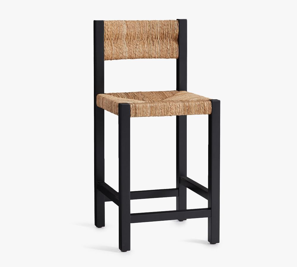 Malibu Woven Counter Stool, Warm Black | Pottery Barn (US)