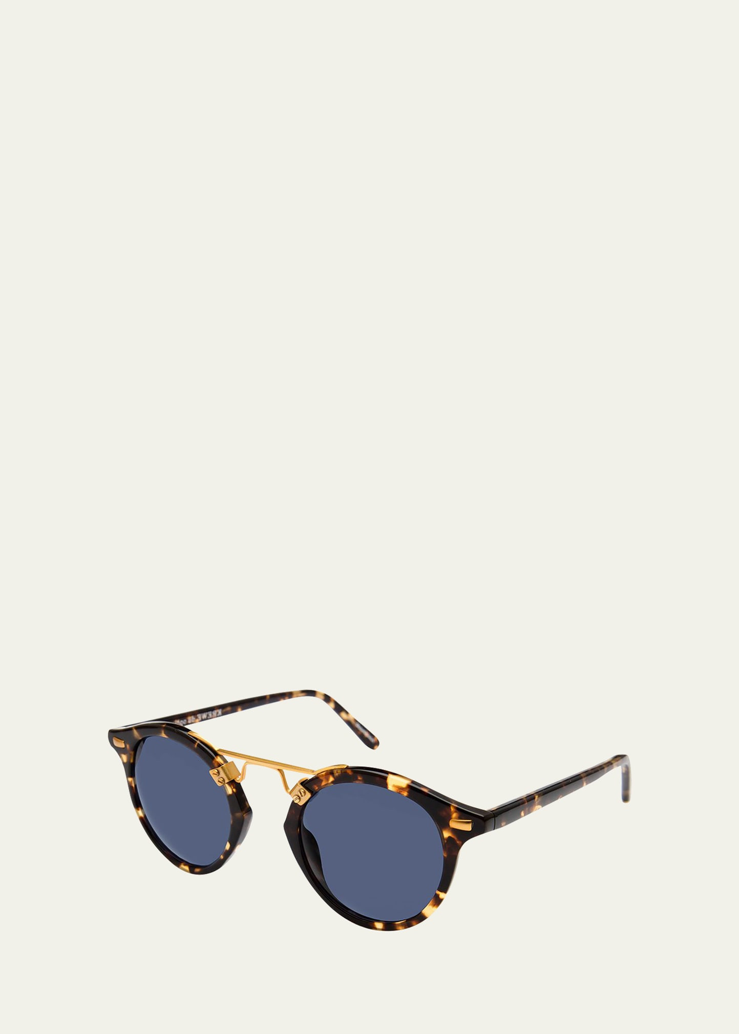St. Louis Round Polarized Sunglasses, Blue/Brown Tortoise | Bergdorf Goodman