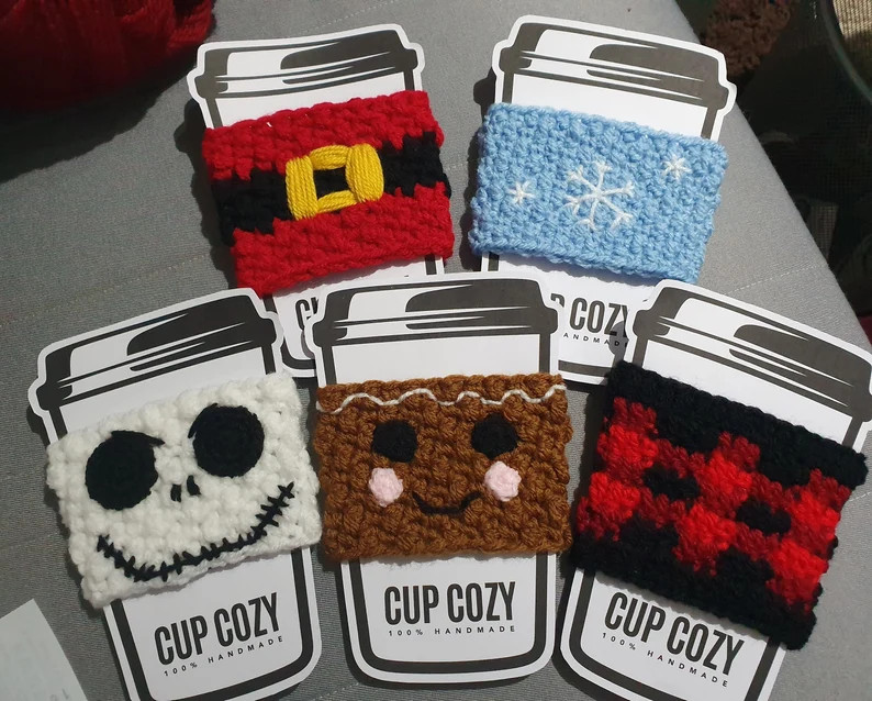 Crochet Christmas Cup Cozy Patterns PDF Only Cup Sleeve Jacket - Etsy | Etsy (US)