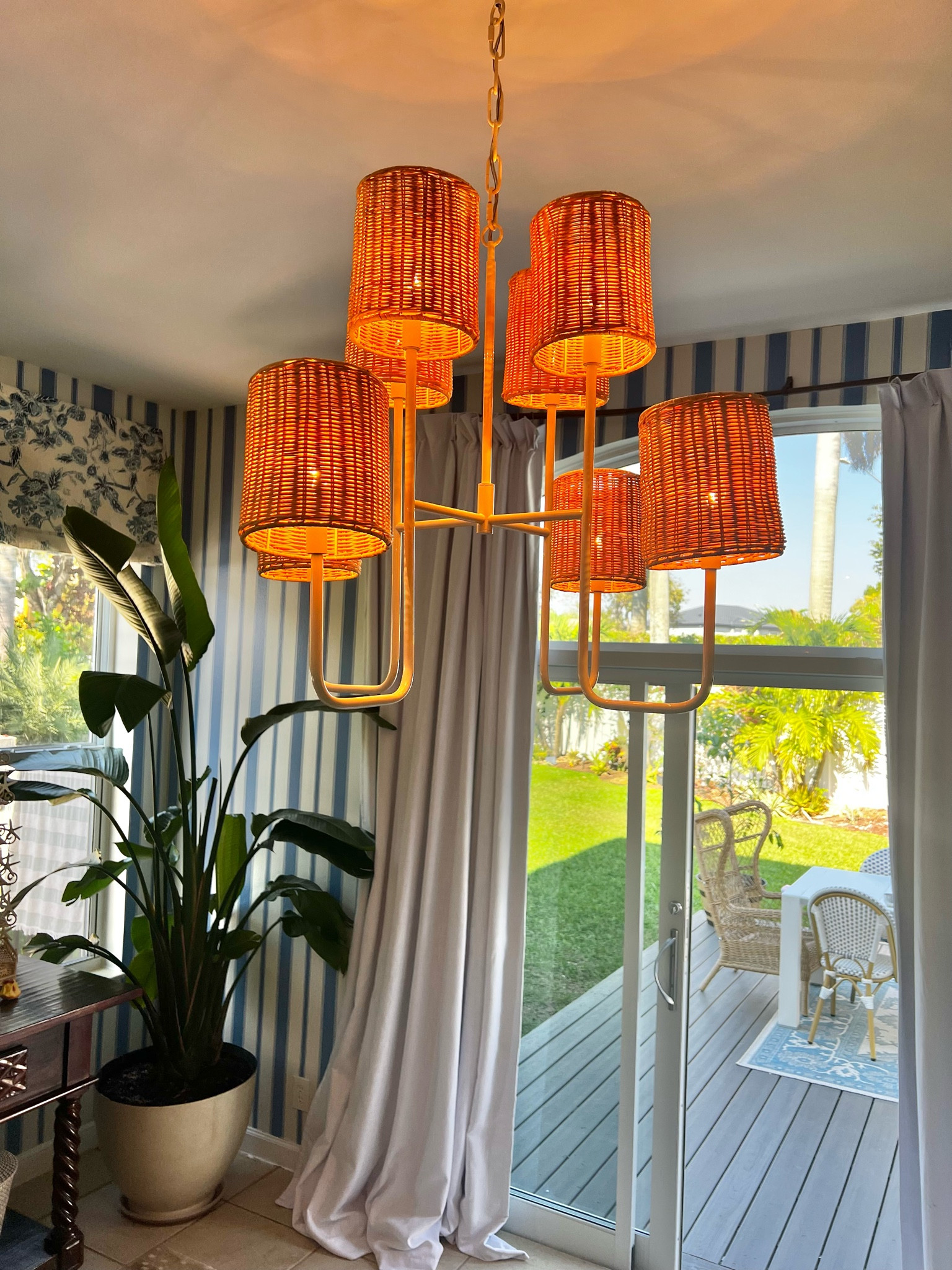 My Serena and Lily chandelier in rattan.

#LTKhome #LTKsalealert