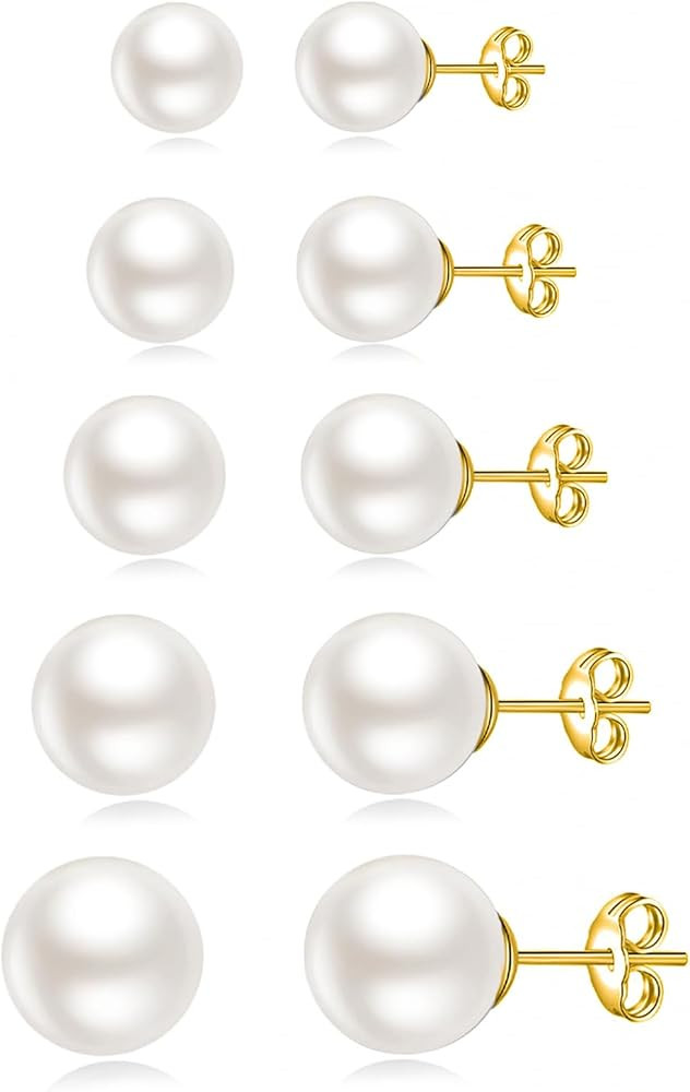 *5 pairs pearl earrings -G | Amazon (US)