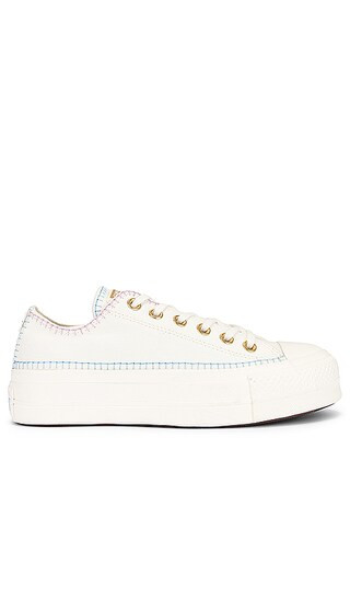 Chuck Taylor All Star Platform Crafted Stitching Sneaker in Egret, True Sky, & Gold | Revolve Clothing (Global)