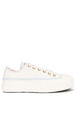 Chuck Taylor All Star Platform Crafted Stitching Sneaker in Egret, True Sky, & Gold | Revolve Clothing (Global)