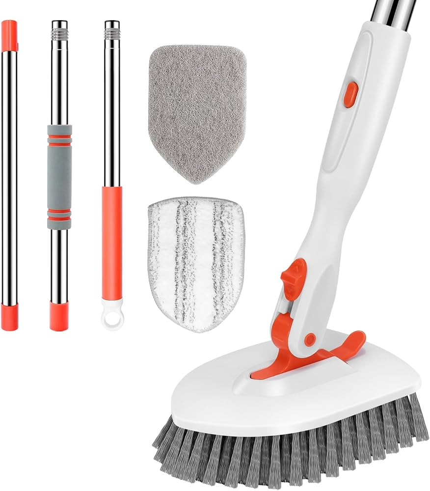 SetSail Floor Scrub Brush, 3-In-1 Tile Tub Floor Scrubber with 52-inch Adjustable Long Handle Sho... | Amazon (US)