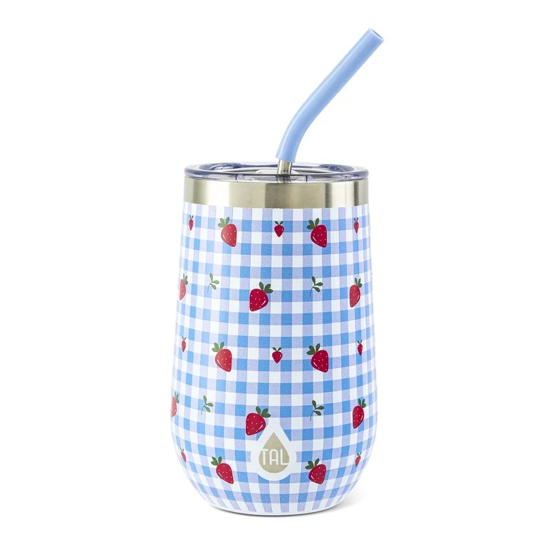 TAL 16oz Stainless Steel Wine Tumbler with Straw, Strawberries | Walmart (US)