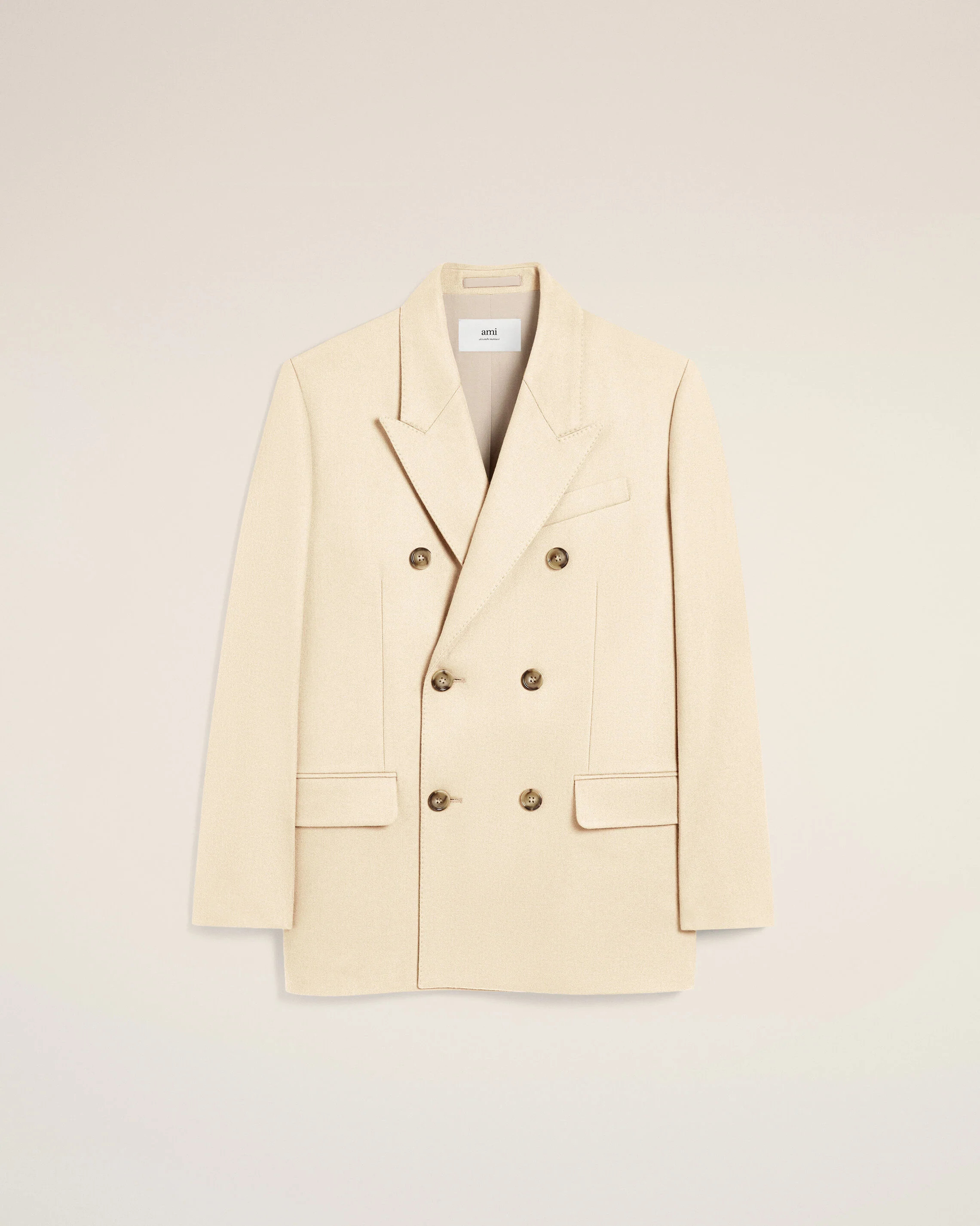 IVORY White Wool Loose Double Breasted Jacket | AMI PARIS | AMI Paris FR