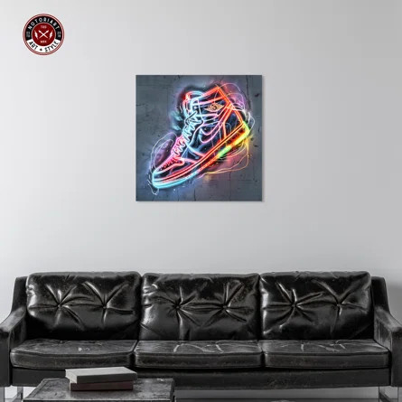 Notoriart Colorful Light Up Neon Sneaker Framed Sneaker 1 Piece | Wayfair North America